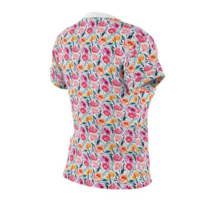 Pink Floral Pattern Aop Cut and Sew Tee - Dipaliz - T-shirts