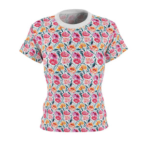 Pink Floral Pattern Aop Cut and Sew Tee - Dipaliz - T-shirts