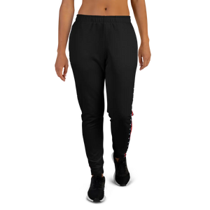 Women’s Black Joggers with Red Diamond Side Stripe | Athletic Pants - s
