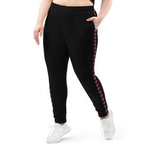 Women’s Black Joggers with Red Diamond Side Stripe | Athletic Pants - s
