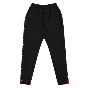 Women’s Black Joggers with Red Diamond Side Stripe | Athletic Pants - s