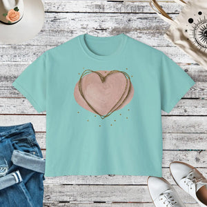 Oversized Women’s Boxy Tee - Pink Heart Cotton - Dipaliz - T-shirts