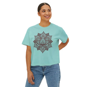 Relaxed Boxy Tee - Cotton Lotus Flower Design - Dipaliz - T-shirts