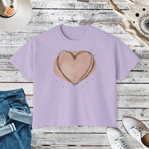 Oversized Women’s Boxy Tee - Pink Heart Cotton - Dipaliz - T-shirts