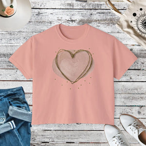 Oversized Women’s Boxy Tee - Pink Heart Cotton - Dipaliz - T-shirts