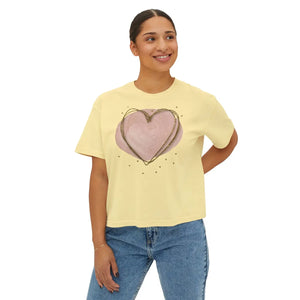 Oversized Women’s Boxy Tee - Pink Heart Cotton - Dipaliz - T-shirts
