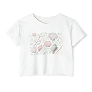 Sea Shell Design Festival Crop Top Boho Chic Apparel - Dipaliz - T-shirts