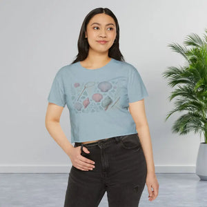 Sea Shell Design Festival Crop Top Boho Chic Apparel - Dipaliz - T-shirts