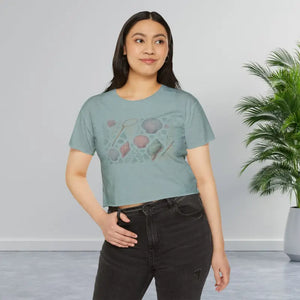 Sea Shell Design Festival Crop Top Boho Chic Apparel - Dipaliz - T-shirts