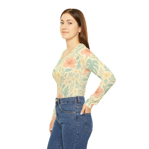 Soft Watercolor Botanical Floral Women’s Floral Long Sleeve Shirt - T-shirts