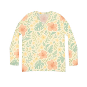 Soft Watercolor Botanical Floral Women’s Floral Long Sleeve Shirt - T-shirts