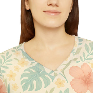 Soft Watercolor Botanical Floral Women’s Floral Long Sleeve Shirt - T-shirts