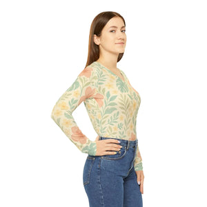 Soft Watercolor Botanical Floral Women’s Floral Long Sleeve Shirt - T-shirts