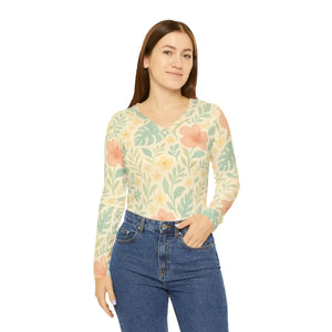 Soft Watercolor Botanical Floral Women’s Floral Long Sleeve Shirt - T-shirts