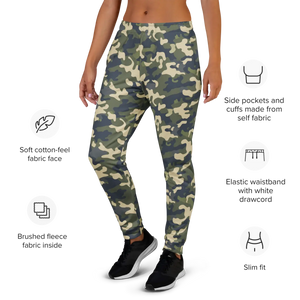 Women’s Green Camo Jogger Pants | Slim Fit Camouflage Track Joggers - s