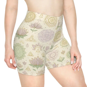 Mandala Pattern Biker Shorts High Performance Activewear Dipaliz - Xs / Brushed Faux Suede