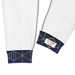 Women’s Navy Blue Geometric Print Joggers | Slim Fit Athletic Pants - s