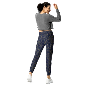 Women’s Navy Blue Geometric Print Joggers | Slim Fit Athletic Pants - s
