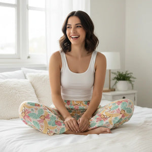 Floral Tropical Banana Monkey Pajama Pants - Dipaliz - All Over Prints