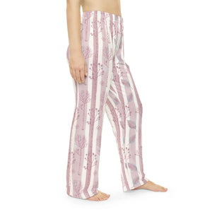 Women’s Pajama Pants - Pink Woodland Stripe Sleep Lounge Trousers - Pajamas