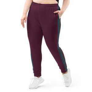 Women’s Plum Jogger Pants with Multicolor Side Stripe | Track Joggers - s