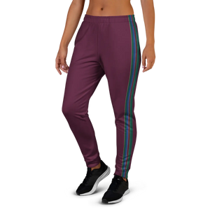 Women’s Plum Jogger Pants with Multicolor Side Stripe | Track Joggers - s
