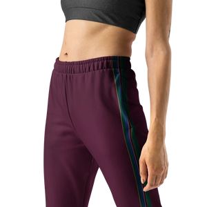 Women’s Plum Jogger Pants with Multicolor Side Stripe | Track Joggers - s