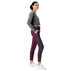 Women’s Plum Jogger Pants with Multicolor Side Stripe | Track Joggers - s