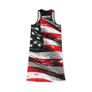 Patriotic Usa Flag Racerback Dress Breathable Fabric - Dipaliz - Dresses