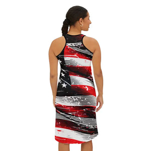 Patriotic Usa Flag Racerback Dress Breathable Fabric - Dipaliz - Dresses
