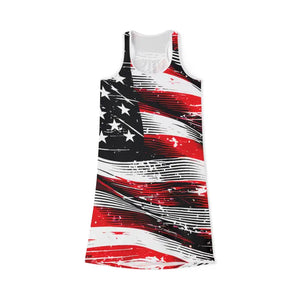 Patriotic Usa Flag Racerback Dress Breathable Fabric - Dipaliz - Dresses