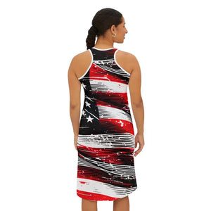 Patriotic Usa Flag Racerback Dress Breathable Fabric - Dipaliz - Dresses
