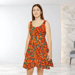 Women’s Skater Dress – Premium Floral Boho - Dipaliz - Dresses - Xs