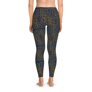 Stretchy Leggings - Colorful Circuits Abstract - Dipaliz