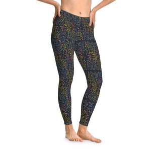 Stretchy Leggings - Colorful Circuits Abstract - Dipaliz