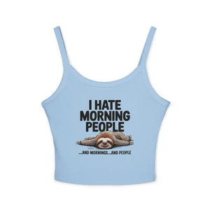 Hate Morning People Sloth Tank Top Airlume Cotton Blend - Dipaliz - Tops