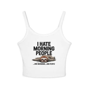 Hate Morning People Sloth Tank Top Airlume Cotton Blend - Dipaliz - Tops