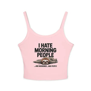 Hate Morning People Sloth Tank Top Airlume Cotton Blend - Dipaliz - Tops