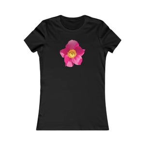 Large Pink Flower Women’s Tee Cotton T-shirt Bold Style - Dipaliz - s / Black - T-shirts