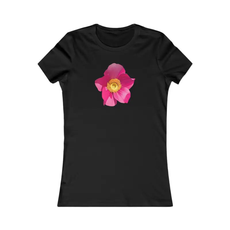 Stylish Women’s Tee with Large Pink Flower Design - s / Black T-shirt