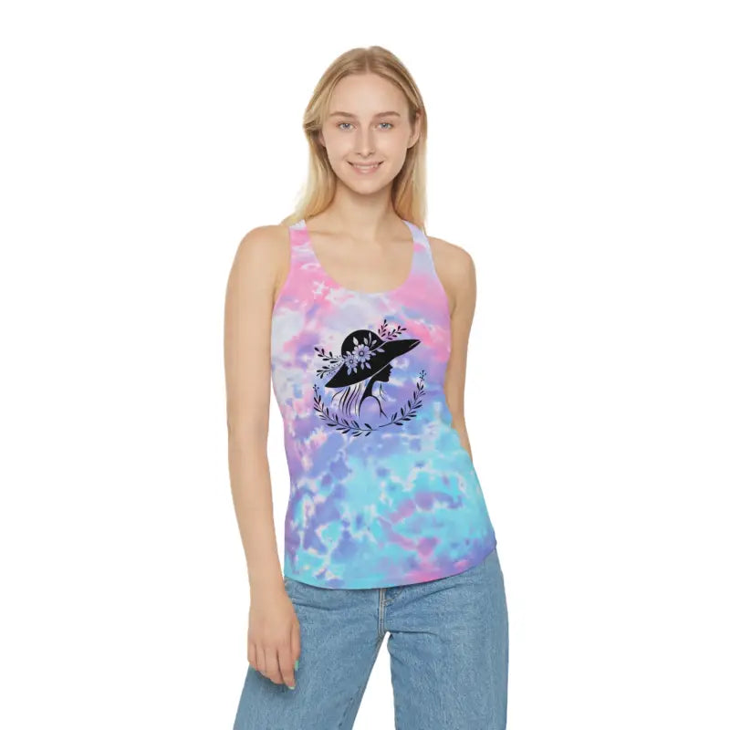 Turn Heads with Women’s Tie Dye Racerback Tank Top - Cotton Candy / s