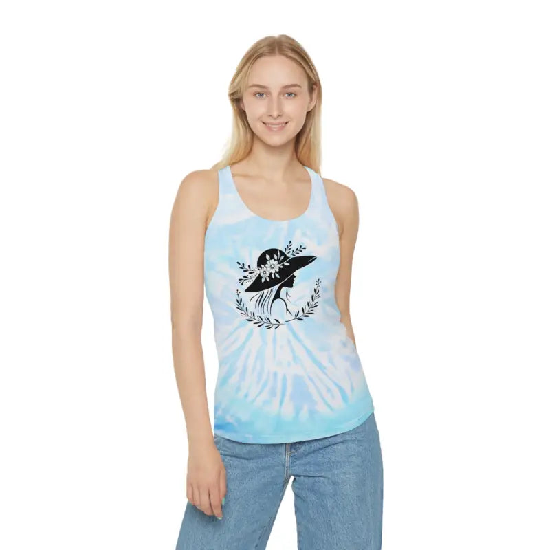 Turn Heads with Women’s Tie Dye Racerback Tank Top - Lagoon / s