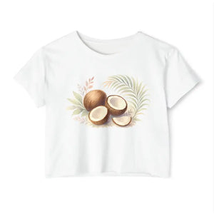 Tropical Coconut Crop Top - Beach Vibes Summer Apparel - Dipaliz - Xs / White - T-shirts