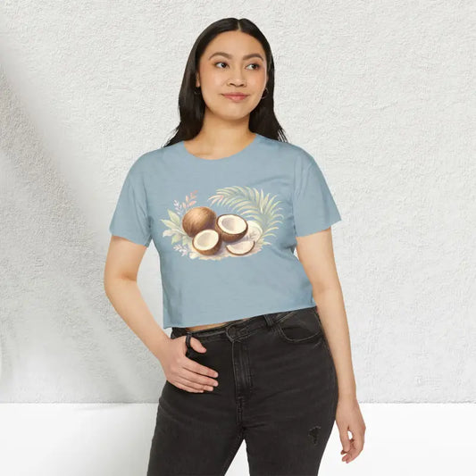 Tropical Coconut Crop - Ultimate Beach Vibes | Dipaliz - Xs / Stonewash Denim - T-shirts
