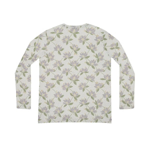 Women’s V-neck Long Sleeve Floral Top, Pastel Magnolia All-over Print - T-shirts