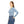 Women’s V-neck Long Sleeve Shirt, Blue Geometric Tile Print - T-shirts - Xs