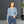 Women’s V-neck Long Sleeve Shirt, Blue Geometric Tile Print - T-shirts - Xs