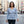 Women’s V-neck Long Sleeve Shirt, Blue Geometric Tile Print - T-shirts - Xs