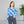Women’s V-neck Long Sleeve Shirt, Blue Retro Bubble Allover Print - T-shirts - Xs