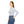 Women’s V-neck Long Sleeve Shirt, Soft Blue Gingham All-over Print - T-shirts - Xs